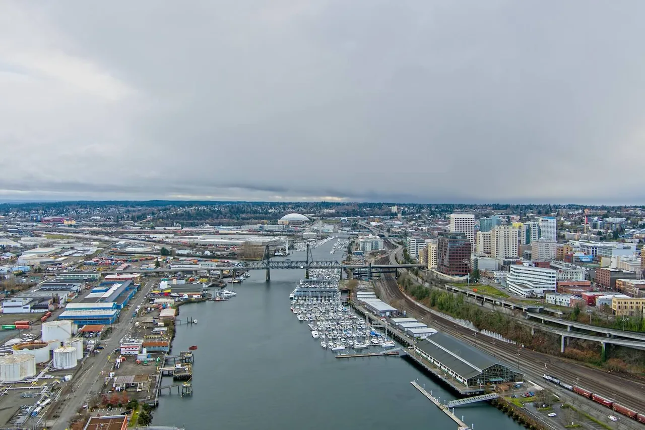 View over Tacoma and its waterfront in Washington